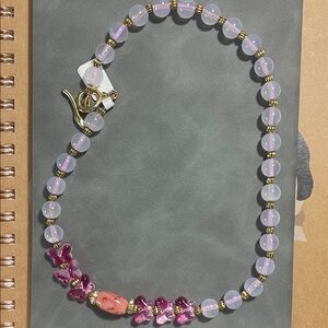Elegant Pink and Gold Beaded Necklace
